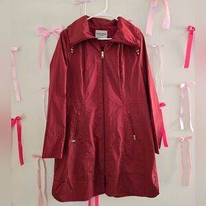 Cole Haan Women's Burgundy Trench Rain Coat, Large